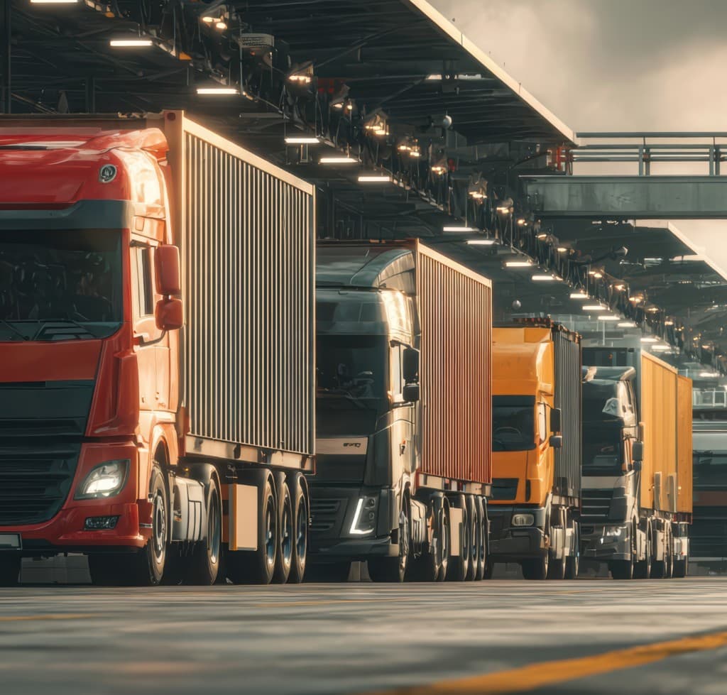 Fleet of trucks in structured logistics operation